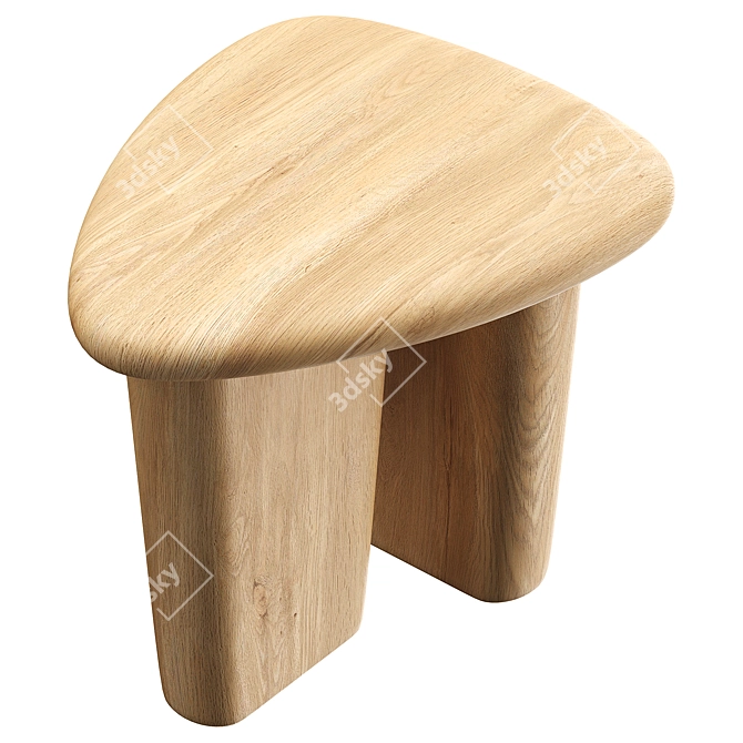 Modern Oak Sculptural Side Table 3D model image 4