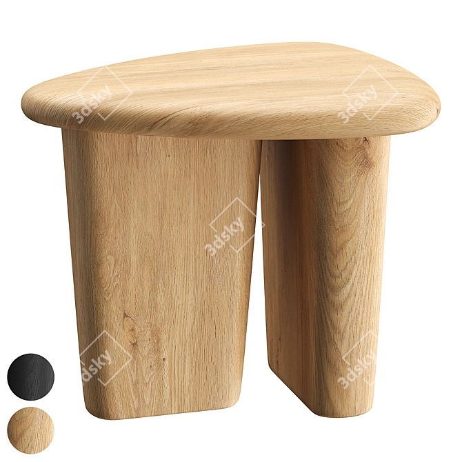 Modern Oak Sculptural Side Table 3D model image 6