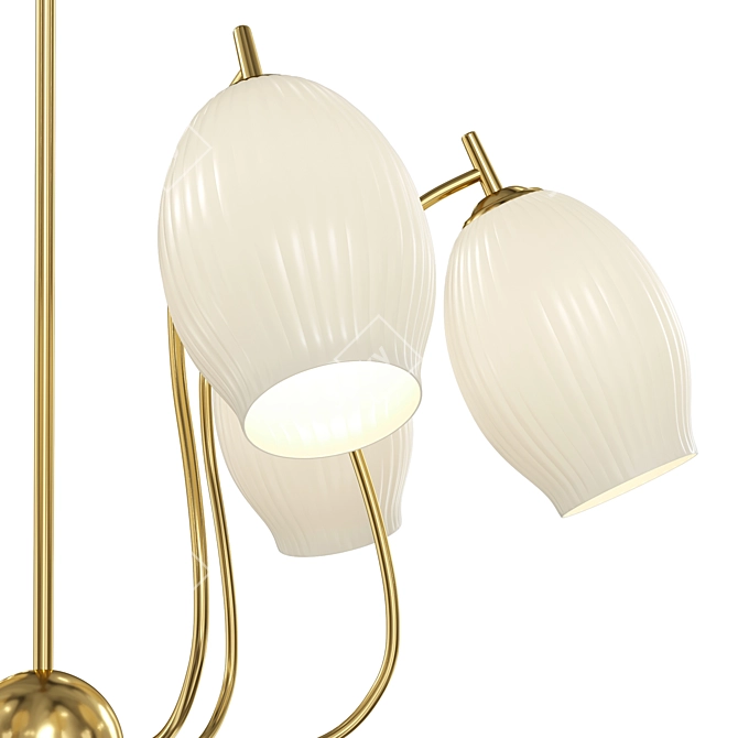 Contemporary Ribbed Ceramic Chandelier 3D model image 2