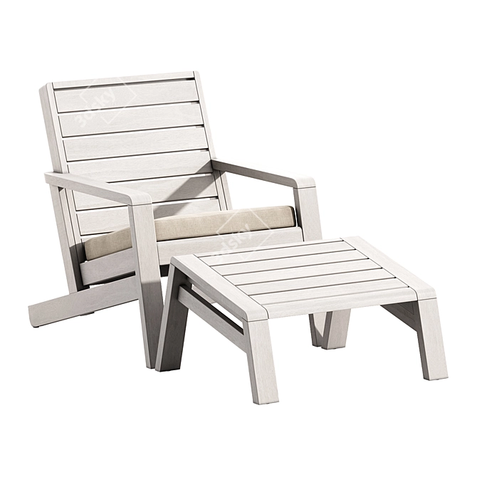 Solid Wood Adirondack Chair Set 3D model image 3