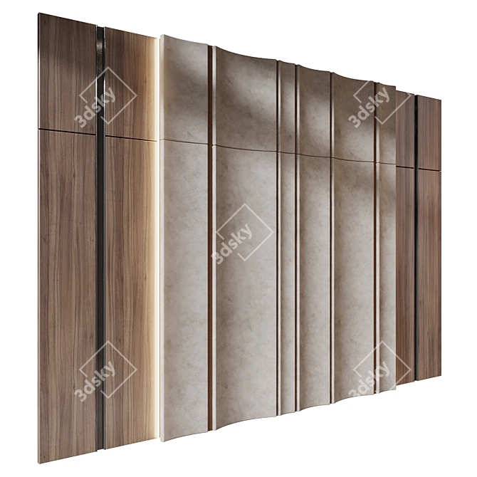 Modern Wood Fabric Wall Panels 3D model image 2