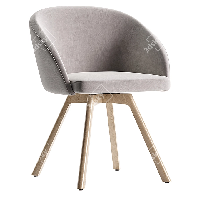 Modern Swivel Chair with Solid Wood Legs 3D model image 4