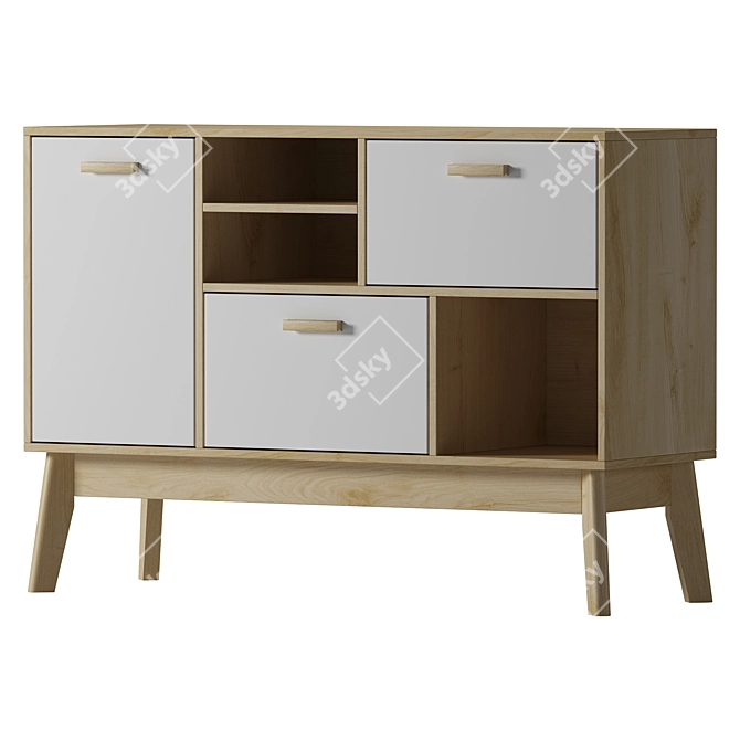 Nordic 2 White Wood Sideboard 3D model image 1