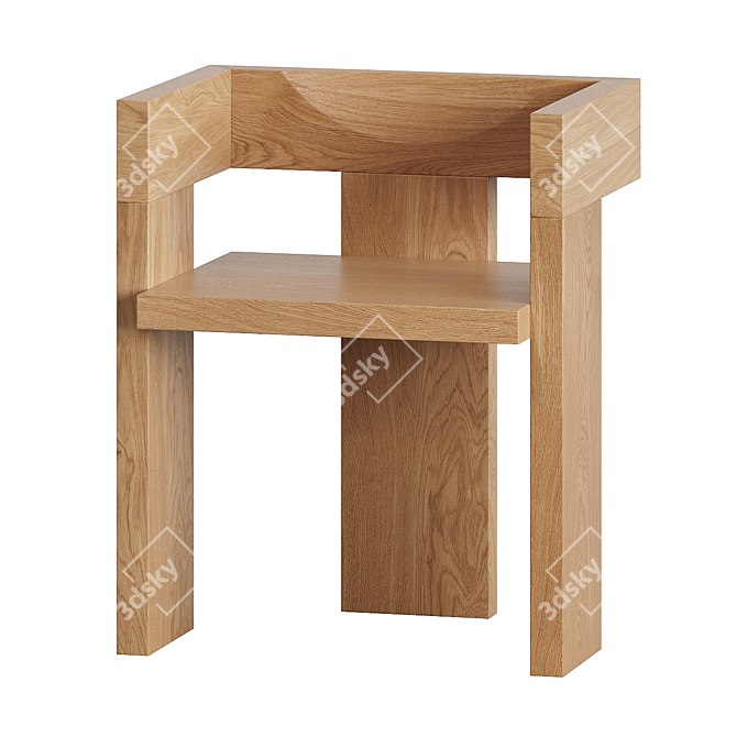 Neoplasticism-inspired Wooden Chair 3D model image 2