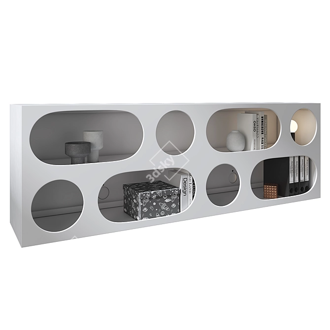 Modern White Storage Console Unit 3D model image 2