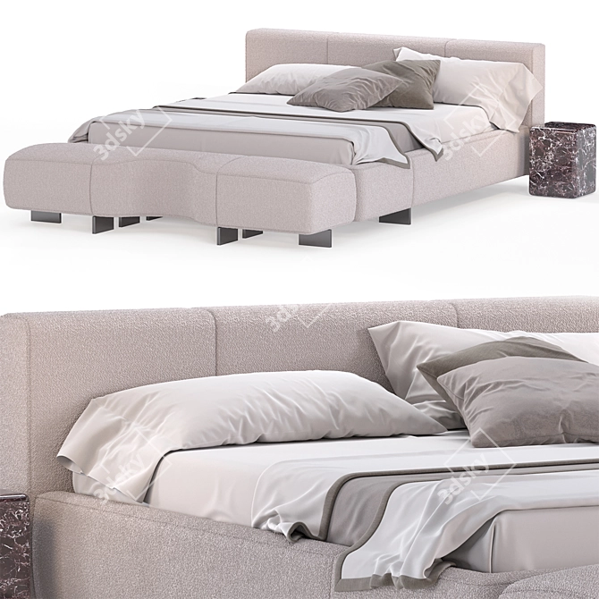 Minotti Yves-bed Series: Luxurious Kingsize Bed 3D model image 1