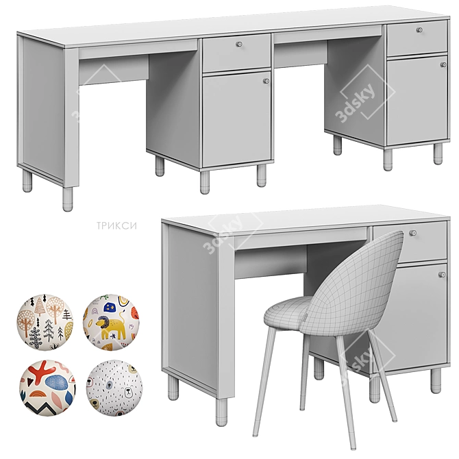 Trixie Kids' Writing Desk 3D model image 9