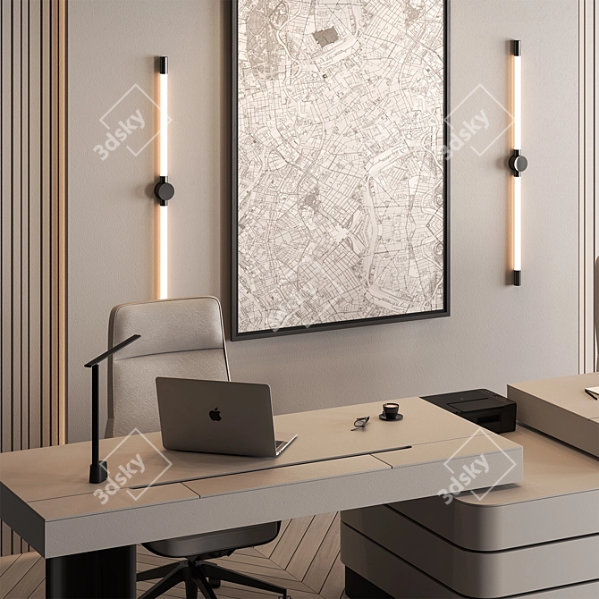 Executive Office Desk - Managerial Elegance 3D model image 2