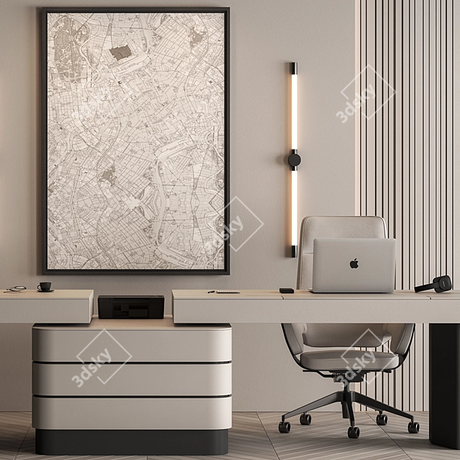 Executive Office Desk - Managerial Elegance 3D model image 4