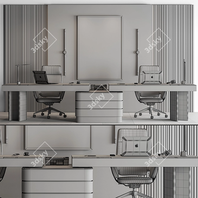 Executive Office Desk - Managerial Elegance 3D model image 5