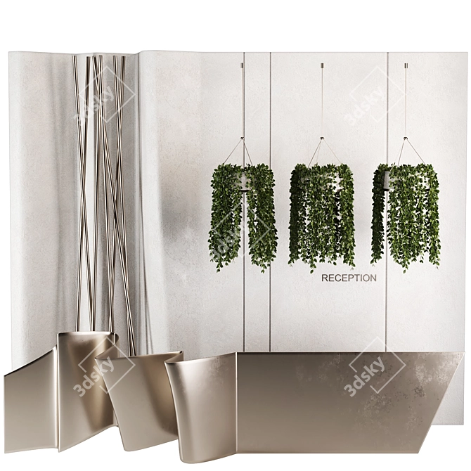 Modern Plant Reception Desk Set 3D model image 1