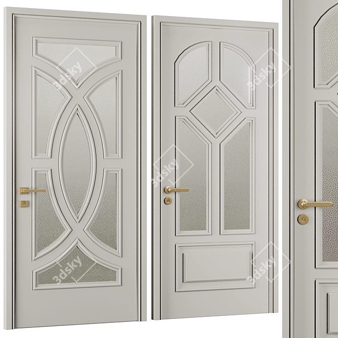 Modern Entrance Door Set 2016 3D model image 1