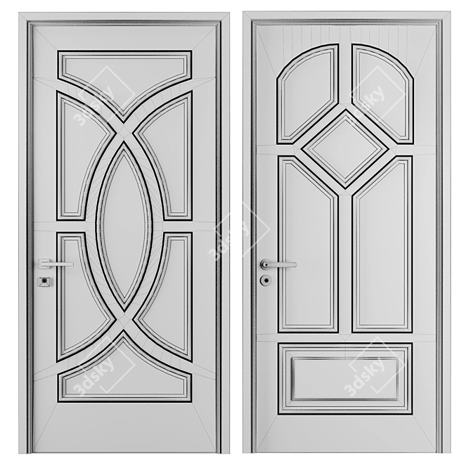 Modern Entrance Door Set 2016 3D model image 5