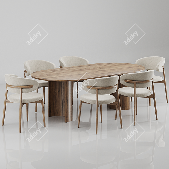 Modern Dining Chair & Table 3D model image 1