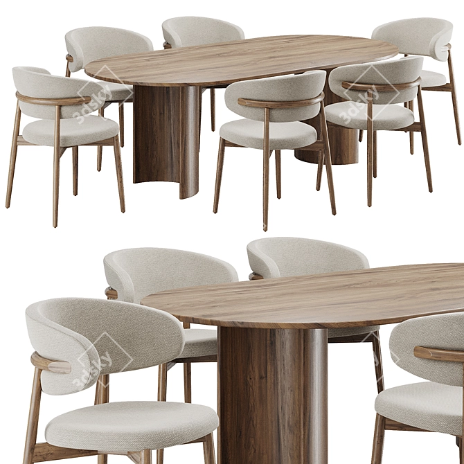 Modern Dining Chair & Table 3D model image 2