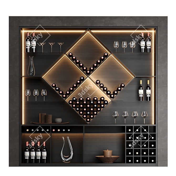 Modern Wine Rack Display Shelf 3D model image 1