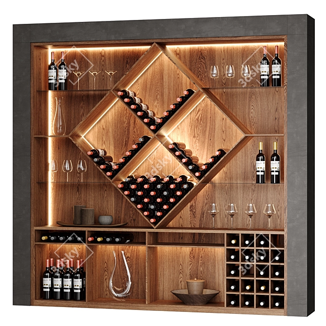 Modern Wine Rack Display Shelf 3D model image 2