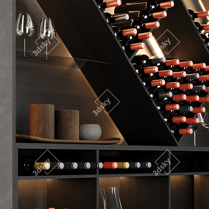 Modern Wine Rack Display Shelf 3D model image 3