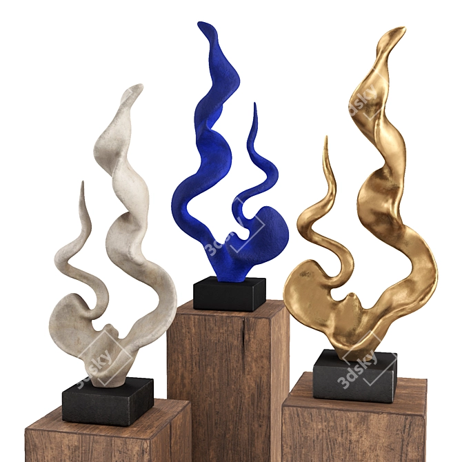 Sculptural Twisted Horns Art Decor 3D model image 1