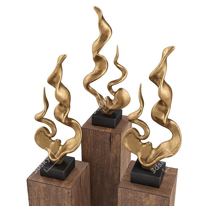 Sculptural Twisted Horns Art Decor 3D model image 2