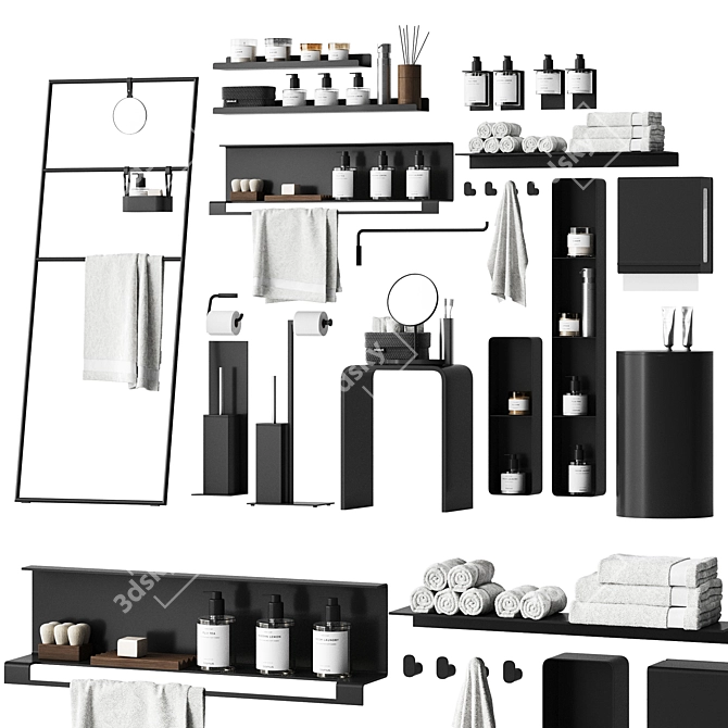 Modern Bathroom Accessory Set 3D model image 1