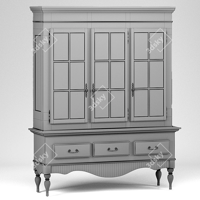 Victorian-Inspired Light Display Cabinet 3D model image 2