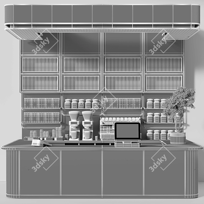 Modern Style Cafe Interior Design 3D model image 3