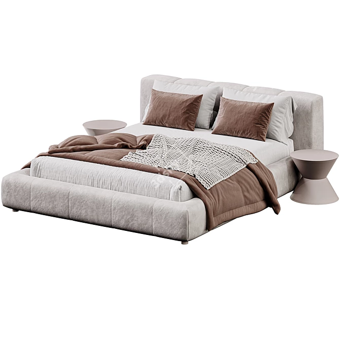 Luxury Liam Bed, Merino Pearl 3D model image 2