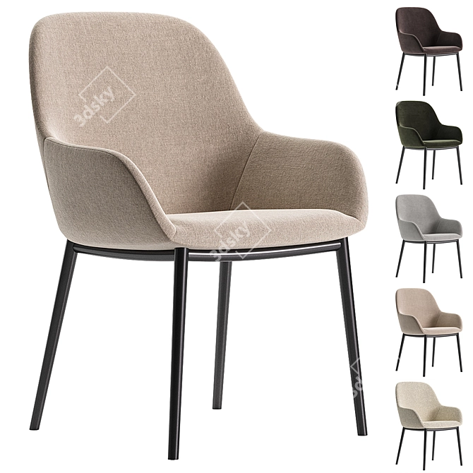 Modern Light Grey Konna Chair 3D model image 1