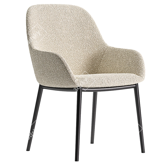 Modern Light Grey Konna Chair 3D model image 2