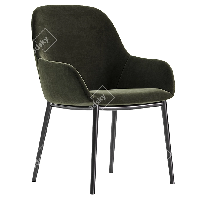 Modern Light Grey Konna Chair 3D model image 4