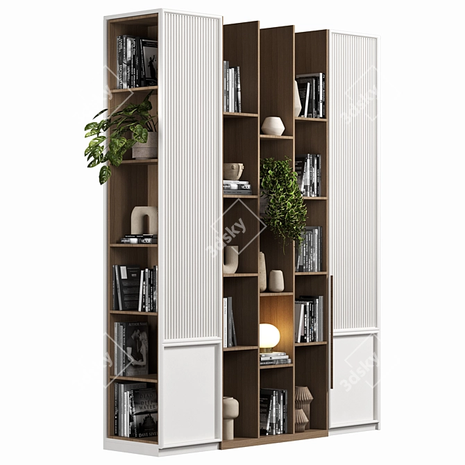 Modular Bookcase with High-Quality Textures 3D model image 5