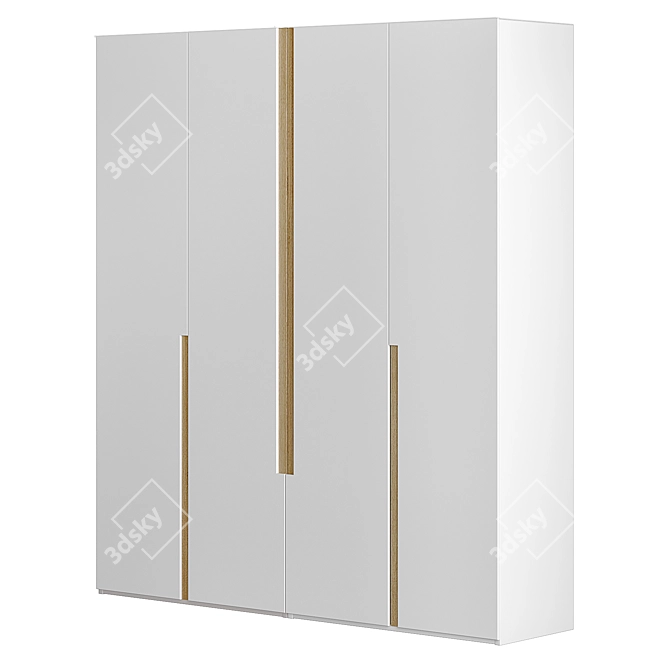 Customizable Wooden Wardrobe Cabinet 3D model image 2