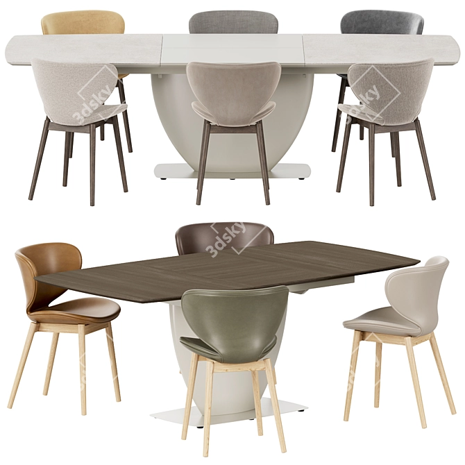 Modern Boconcept Hamilton Fiorentina Dining Set 3D model image 1