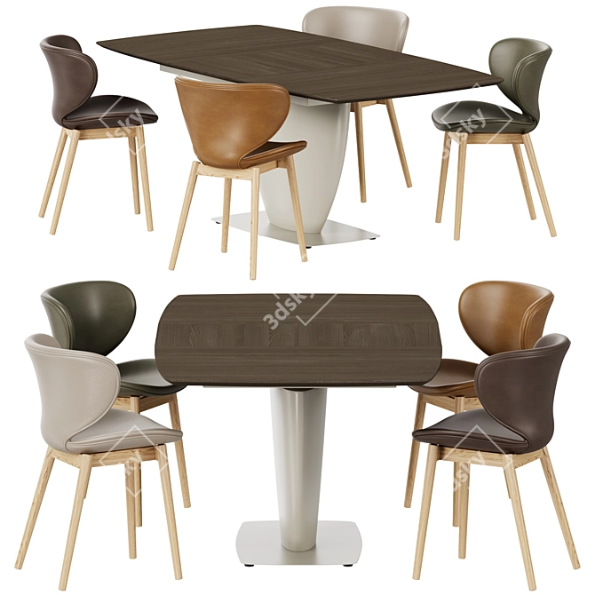 Modern Boconcept Hamilton Fiorentina Dining Set 3D model image 4