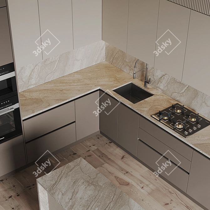 Modern Kitchen 3D Models Set 3D model image 3