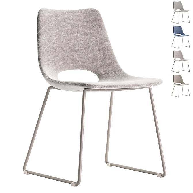 Modern Beige Chair with Steel Legs 3D model image 1