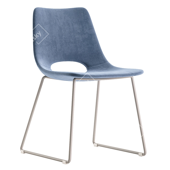 Modern Beige Chair with Steel Legs 3D model image 3