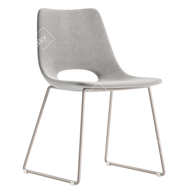 Modern Beige Chair with Steel Legs 3D model image 4