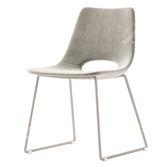 Modern Beige Chair with Steel Legs 3D model image 5