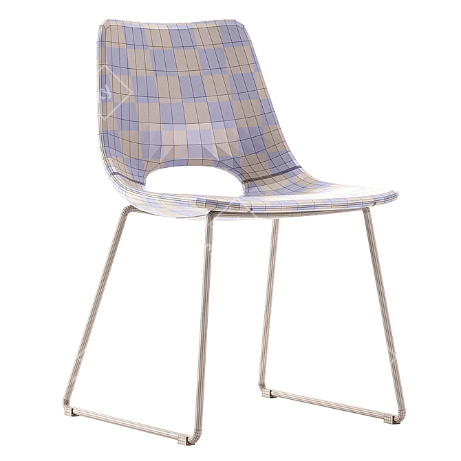 Modern Beige Chair with Steel Legs 3D model image 7