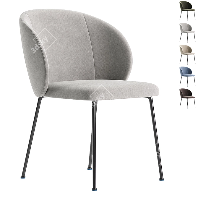 Modern Minna Light Grey Chair 3D model image 1