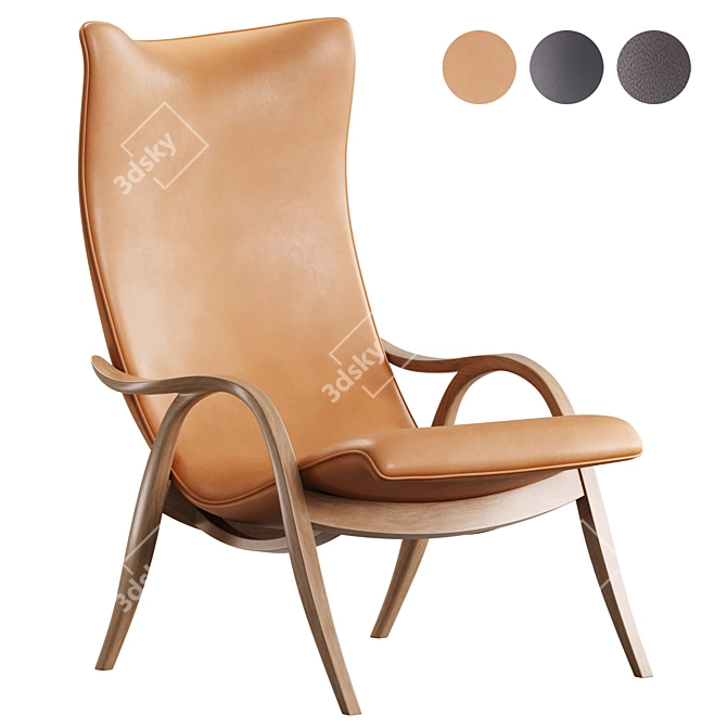 Danish Designer Walnut Lounge Chair 3D model image 1