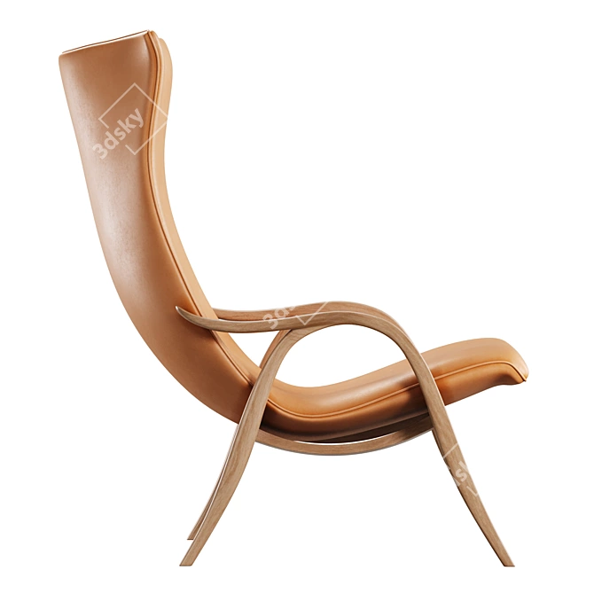 Danish Designer Walnut Lounge Chair 3D model image 2