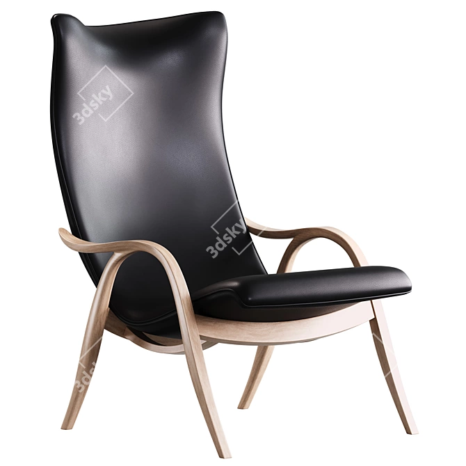 Danish Designer Walnut Lounge Chair 3D model image 3