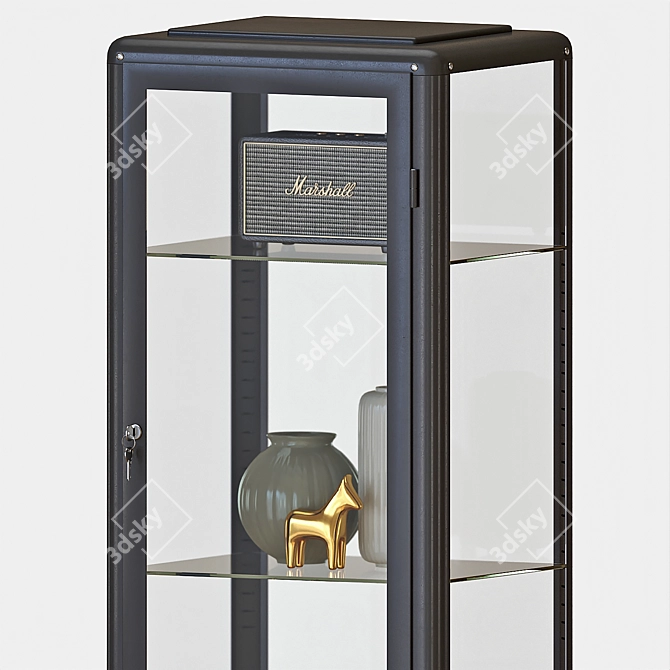 Modern Dark Grey Glass Cabinet 3D model image 2