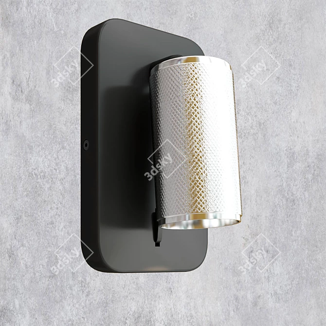 Black & Brass Knurled Wall Light 3D model image 4