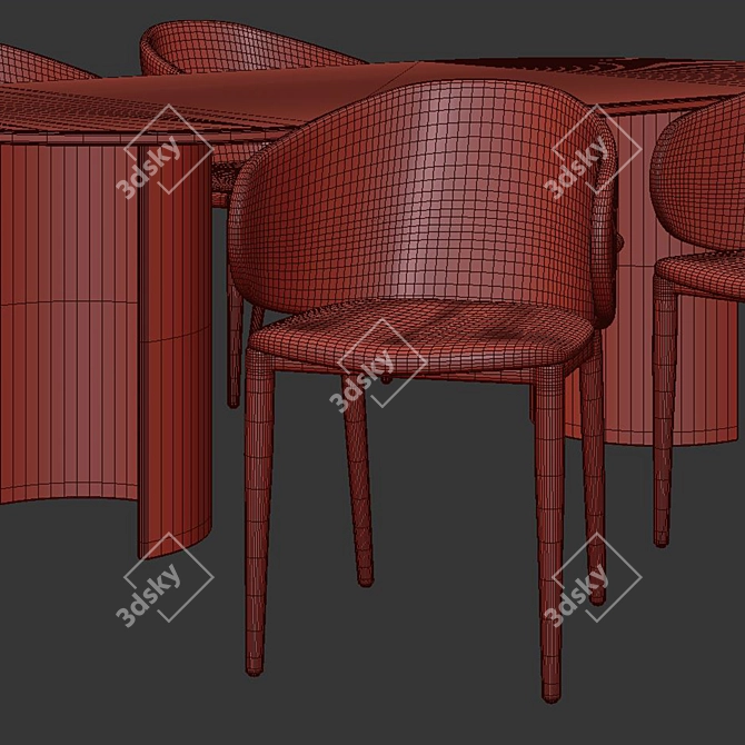 Vintage Dining Set: Table & Chairs 3D model image 5