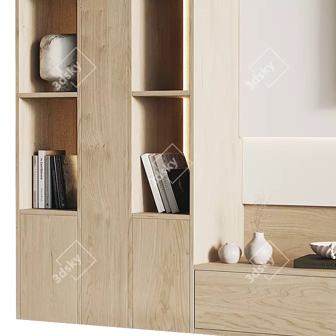 Modern TV Wall Unit 3DS 3D model image 3