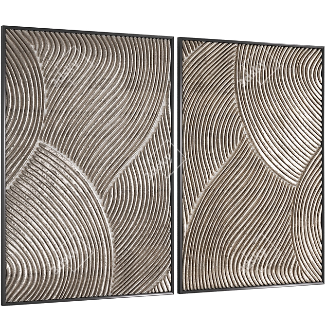 Wave Pattern Wall Art Panel 3D model image 2